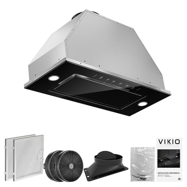 36 in.900 CFM Ducted to Ductless Convertible Insert Range Hood in Stainless Steel W/ Black Glass Getures/Touch control