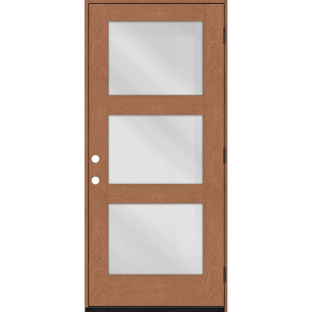 Regency 36 in. x 80 in. Modern 3-Lite Equal Clearglass LHOS Autumn Wheat Mahogany Fiberglass Prehung Front Door w/6 Jamb price history on PriceWatchPro