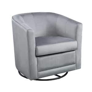 Kappa Gray Velvet Upholstered Swivel Chair