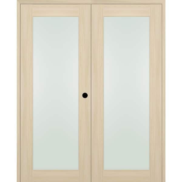 Belldinni Vona 207 64 in.x 96 in. Left Hand Active Full Lite Frosted Glass Ribeira Ash Wood Composite Double Prehung French Door