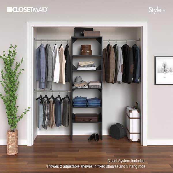 ClosetMaid 4370 Style+ 84 in. W - 120 in. W Noir Wood Closet System - 2