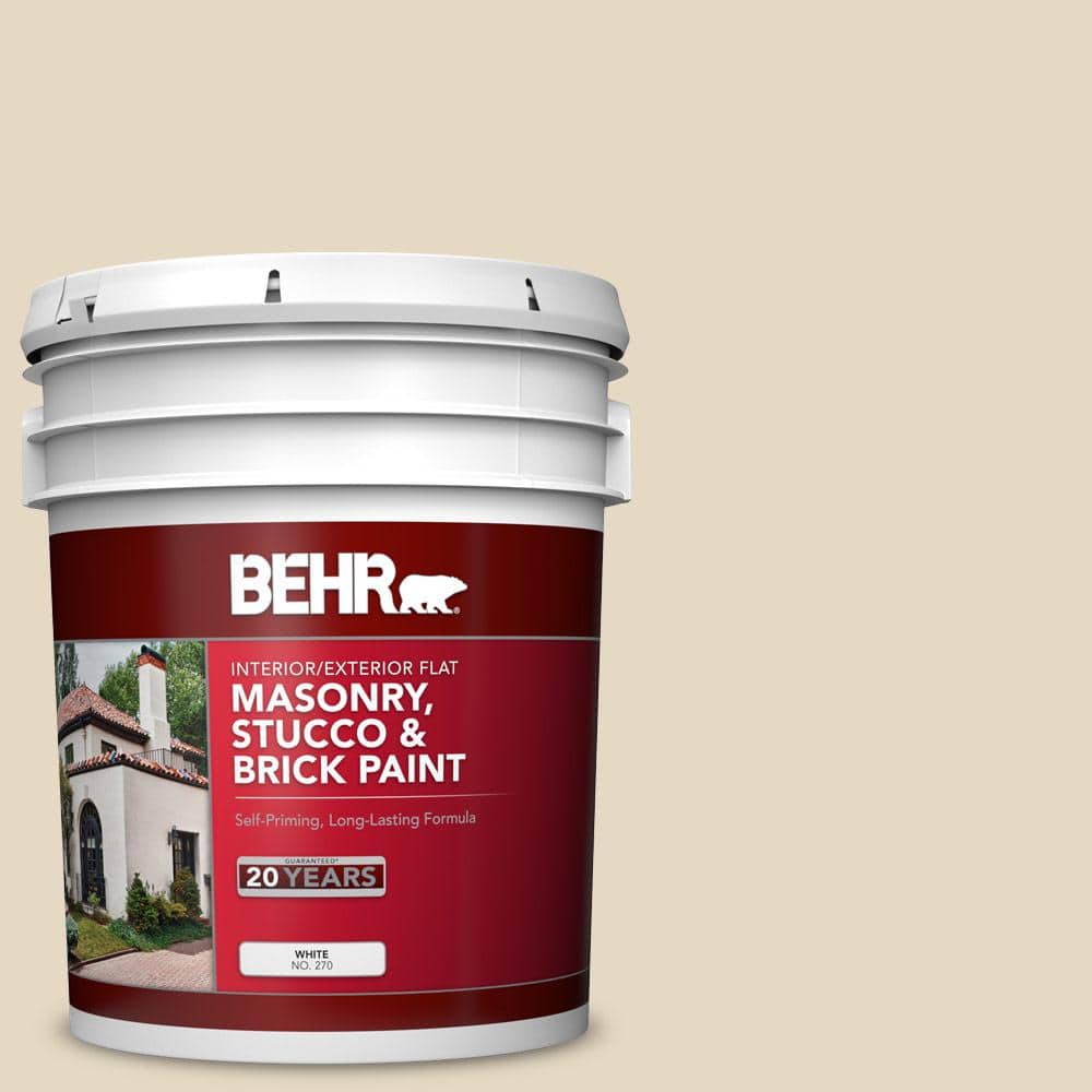 5 gal. #MS-40 Navajo White Flat Interior/Exterior Masonry, Stucco and Brick