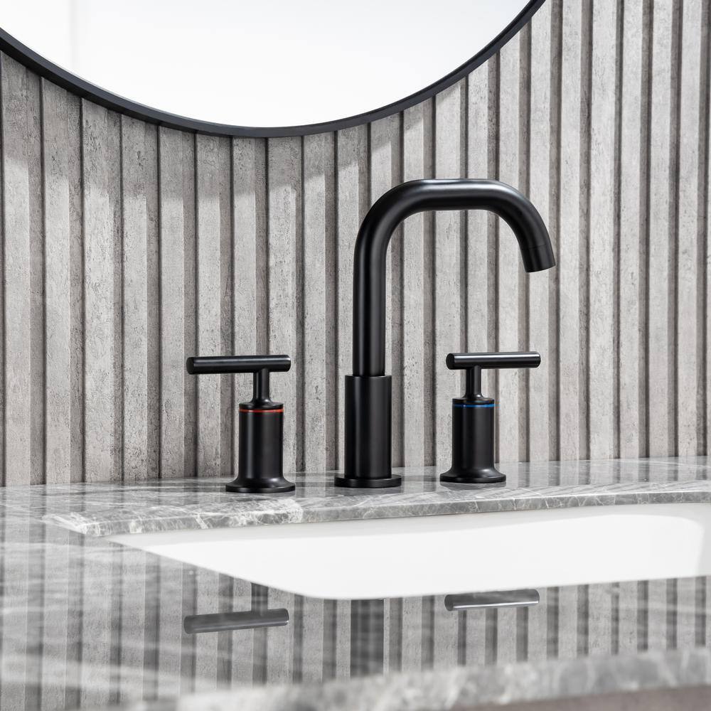 Modern 8 in. Widespread 3-Hole 2 Handle High Arc Bathroom Sink Basin Faucet