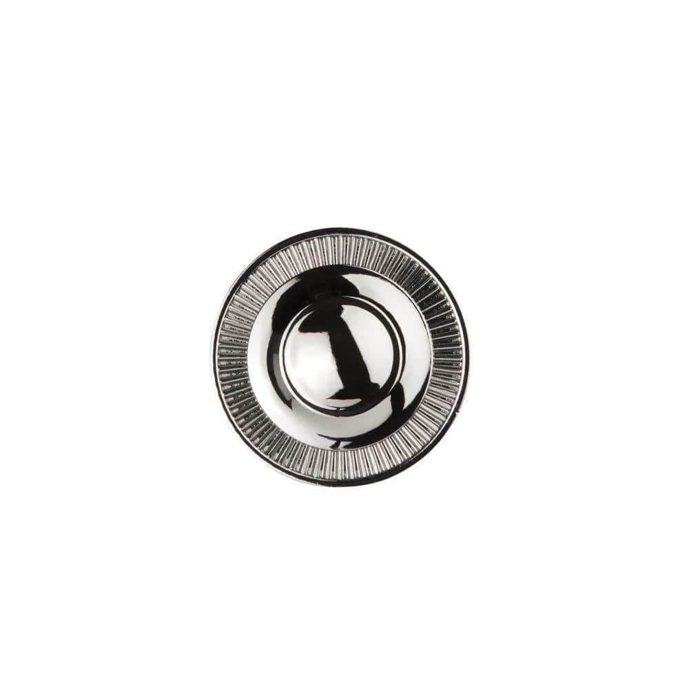 Polished Nickel Round Cabinet Knob with Coin Edge Design