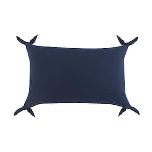 Get Knotty Ensign Blue Solid Corner Tie Soft Poly-Fill 24 in. x 16 in. Lumbar Indoor Throw Pillow