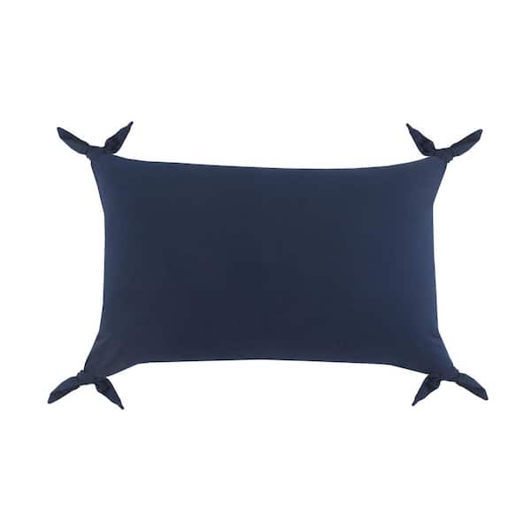 Unbranded Get Knotty Ensign Blue Solid Corner Tie Soft Poly-Fill 24 in. x 16 in. Lumbar Indoor Throw Pillow
