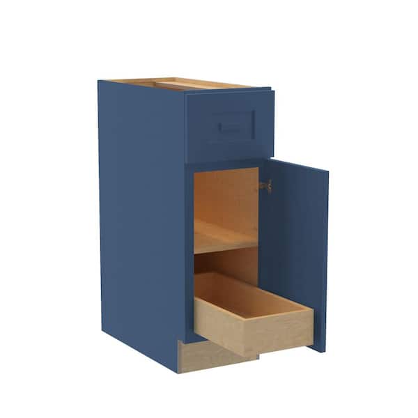 Home Decorators Collection Grayson 12 in. W x 24 in. D x 34.5 in. H Assembled Plywood Base Kitchen Cabinet in Mythic Blue with 1ROT Soft Close RH