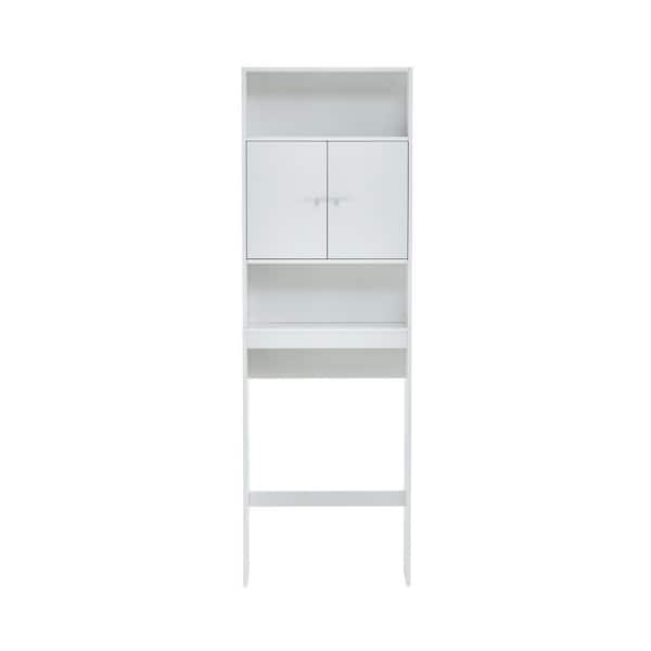 Unbranded 24.80 in. W x 76.77 in. H x 7.87 in. D White Over-The-Toilet Storage with Adjustable Shelves