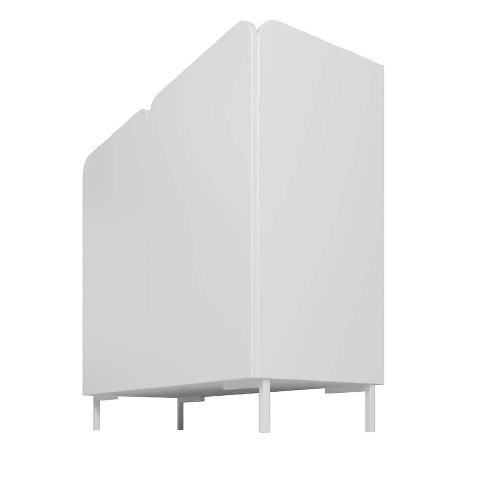 Bogardus White Mid-Century Modern Accent Cabinets Set of 2 with Metal Legs
