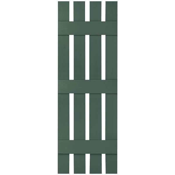 Ekena Millwork 16-1/4 in. x 72 in. Lifetime Vinyl Custom Four Board Spaced Board and Batten Shutters Pair Forest Green