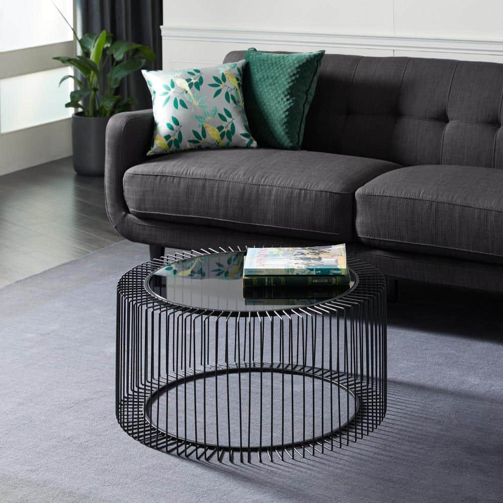 Black wire coffee table outlet round