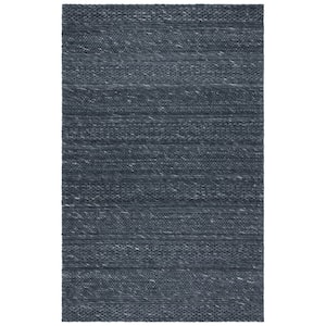 Marbella Charcoal 6 ft. x 9 ft. Striped Solid Color Area Rug