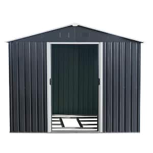 7.74 ft. W x 5.71 ft. D Outdoor Metal Storage Shed with Floor Base Black (44 sq. ft.)