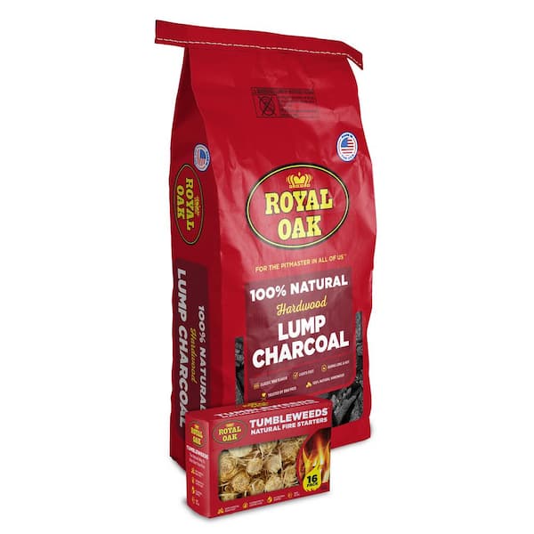 Royal Oak 15.44 lbs. Natural Lump Charcoal and 16 CT Tumbleweeds Firestarter (Combo Pack)