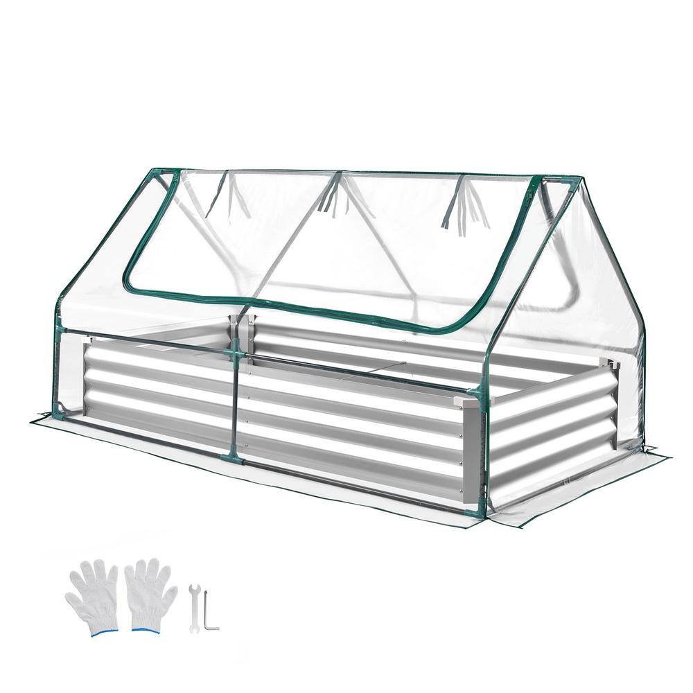 6 x 3 x 1 ft. Raised Garden Bed with PE Greenhouse Cover, Galvanized Metal Planter Kit, Silver price history on PriceWatchPro