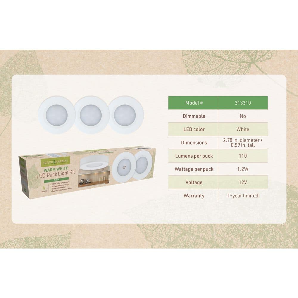 White Multicolor LED Puck Light Kit with Remote, 3-Pack