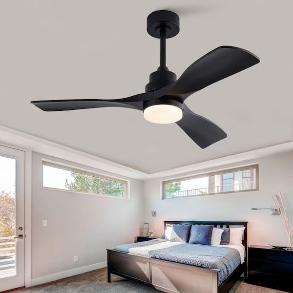 42 in. Black 3 ABS Blades Downrod Standard Ceiling Fan with LED Light and Remote Included