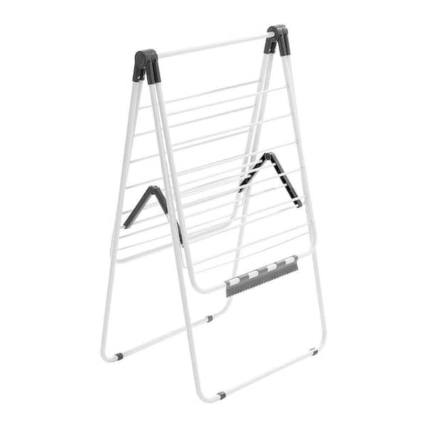 2-Tier Foldable Laundry Dryer Rack with 21 Drying Rods, Sock Clips, Metal Height-Adjustable, White