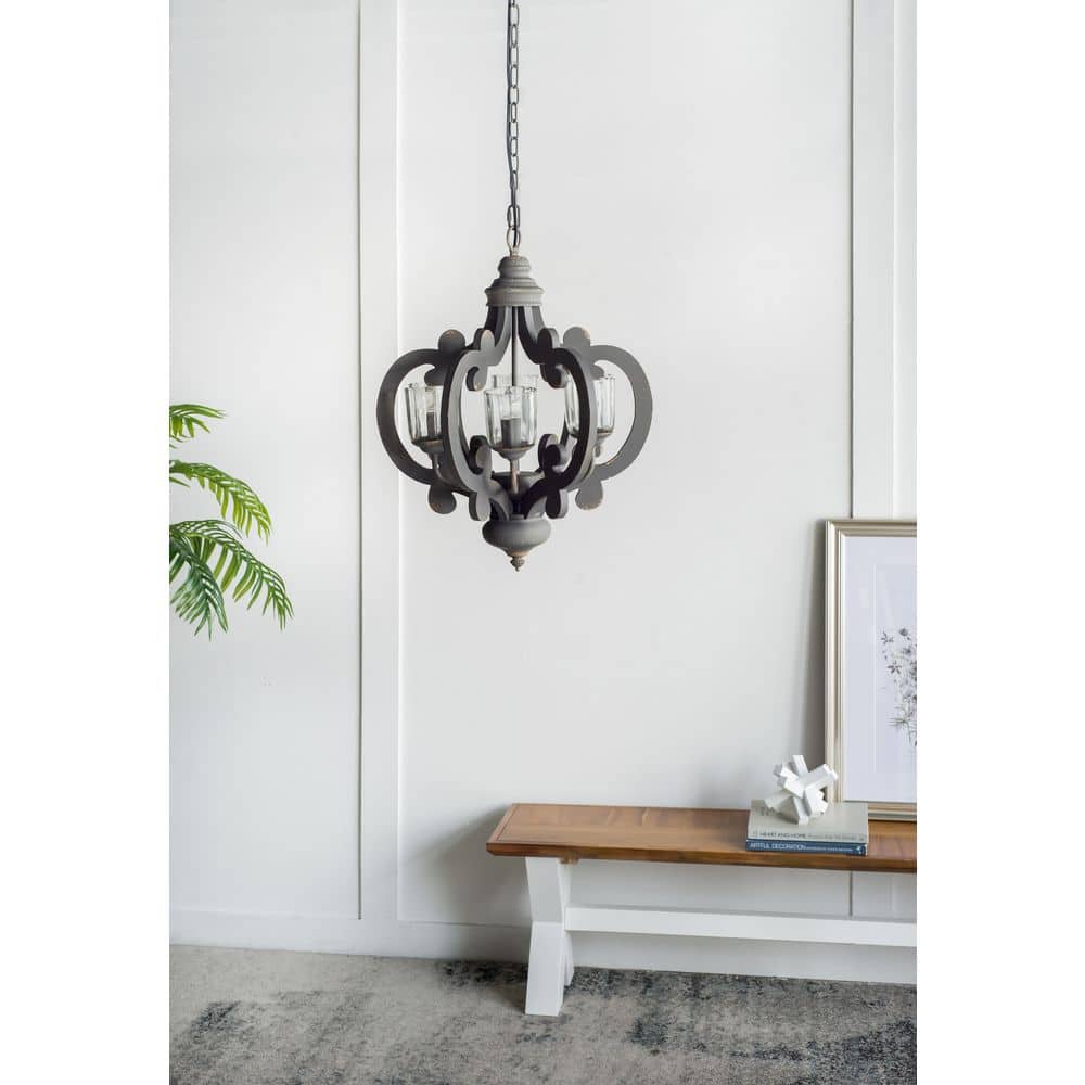 6-Light Gray No Decorative Accents Candle Oval Chandelier for Dining Room, Living Room with No Bulbs Included price history on PriceWatchPro