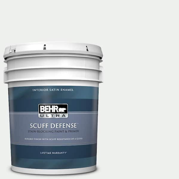 BEHR ULTRA 5 gal. #BL-W15 Frost Extra Durable Satin Enamel Interior Paint & Primer