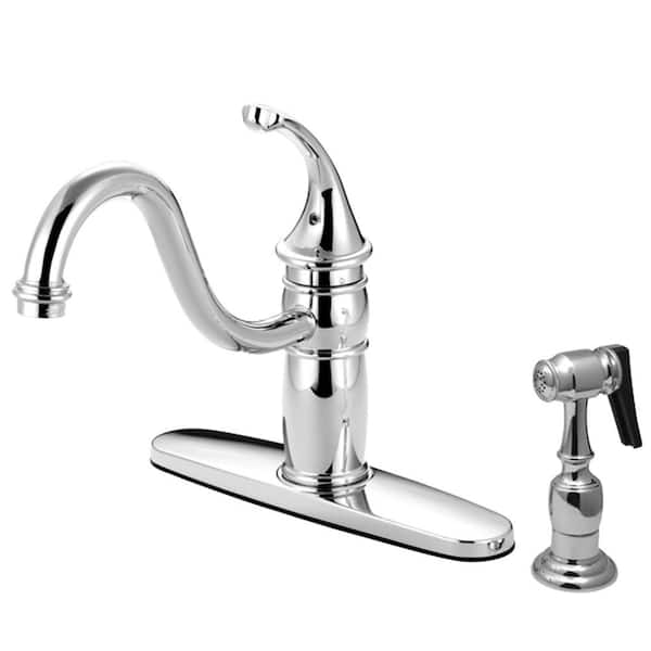 Georgian Single-Handle Standard Kitchen Faucet with Side Sprayer in Polished Chrome