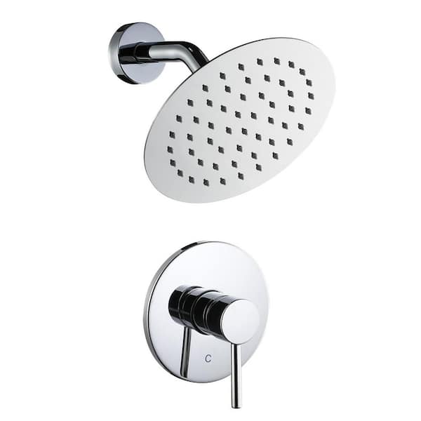 WOWOW Single Handle 1-Spray Shower Faucet 1.8 GPM with High Pressure Valve in Polished Chrome