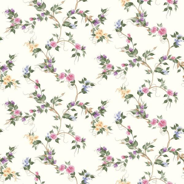 Brewster 56 sq. ft. Multi Floral Vine Trail Wallpaper