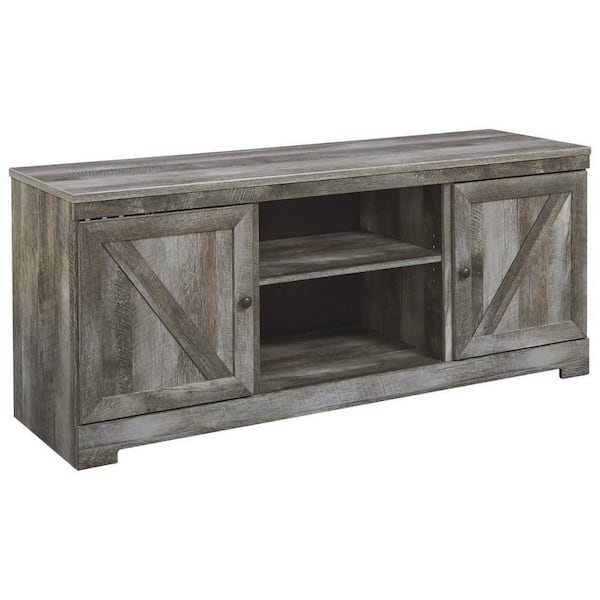Benjara 72.05 in. Brown Wood TV Stand Fits TVs up to 78 Inch in. with 2 Doors