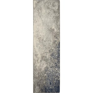 Passion Charcoal Ivory 2 ft. x 8 ft. Abstract Contemporary Kitchen Runner Area Rug