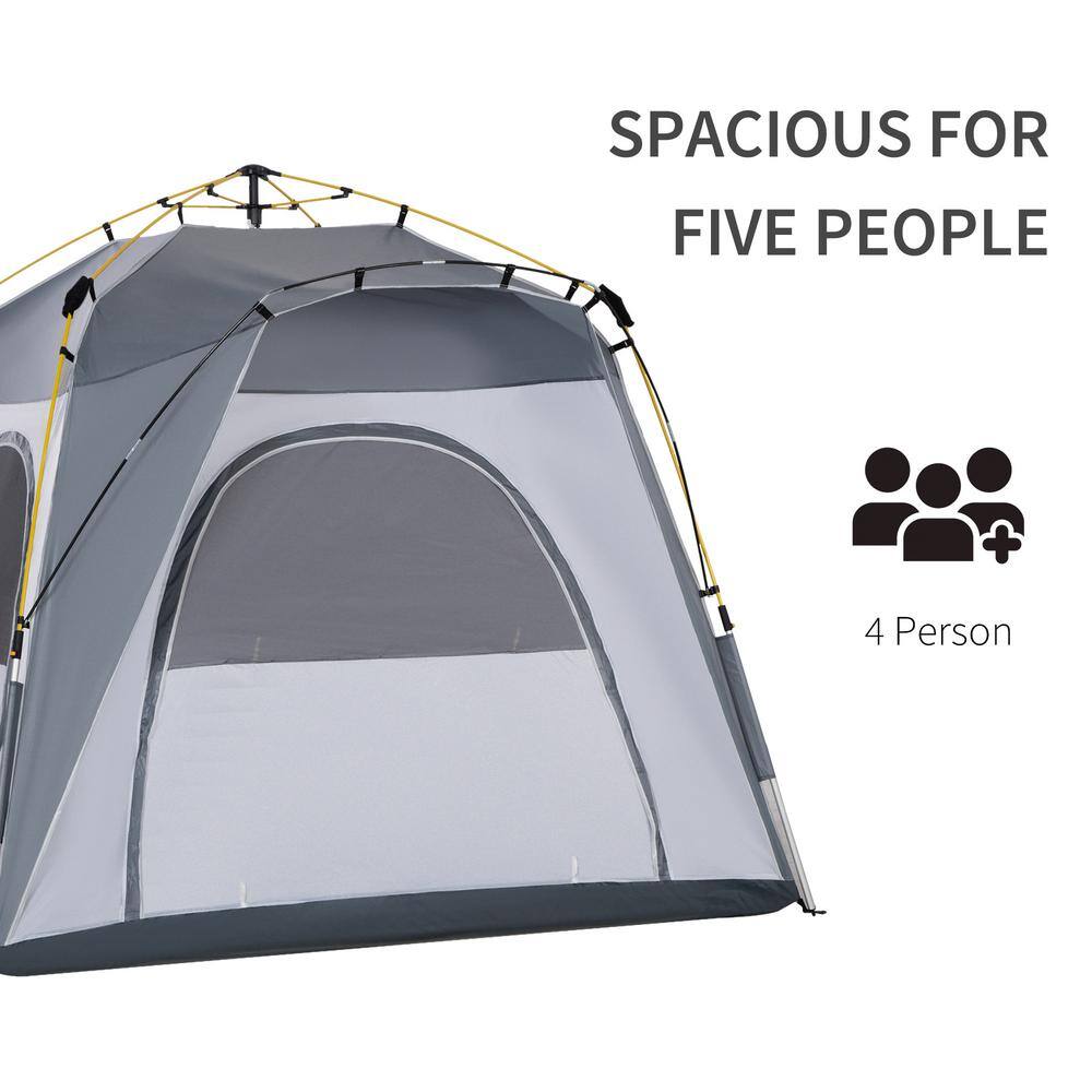 Gray Three Season 4 Person Camping Tent with Carry Bag