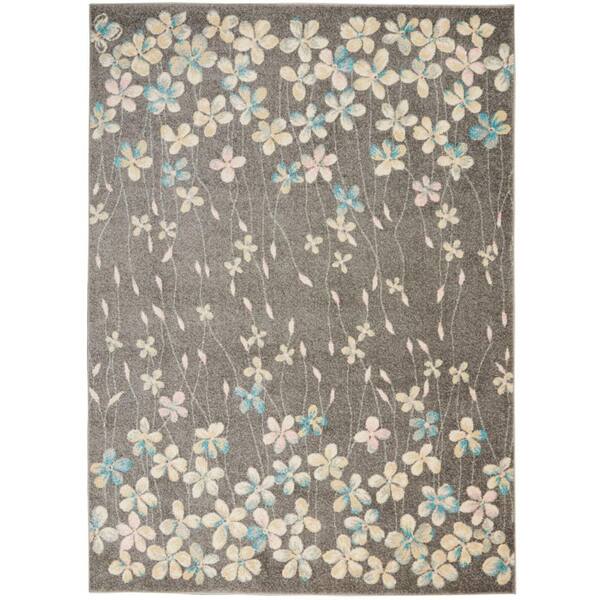 6 ft. x 9 ft. Beige And Gray Floral Area Rug