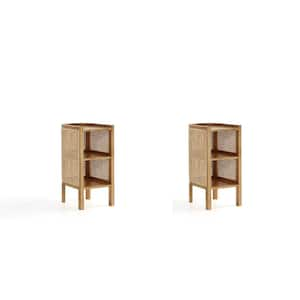 Versailles 11.81 in. Nature Ash Wood End Table (Set of 2)