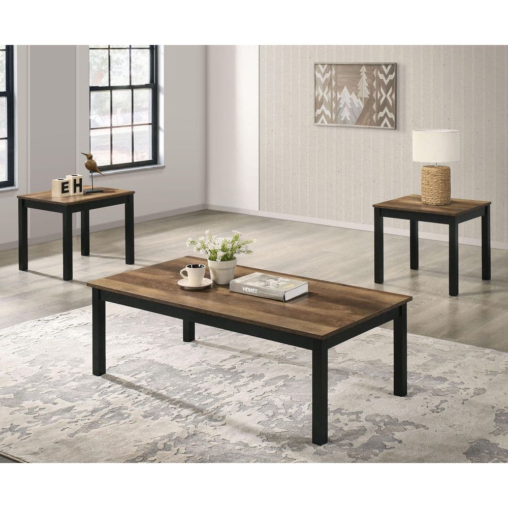 Furniture of America Linel 3-Piece 47.5 in. Brown Rectangle Wood