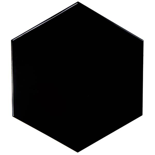 Merola Tile Hexatile Glossy Nero 7 in. x 8 in. Ceramic Wall Tile (2.2 sq. ft. / pack)