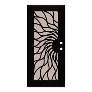 Sunfire 30 in. x 80 in. Right Hand/Outswing Black Aluminum Security Door with Desert Sand Perforated Metal Screen