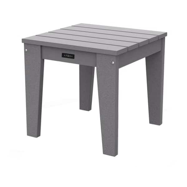 OTSUN 18 in.  Adirondack Square Outdoor Side Table Patio Table in Dark Grey