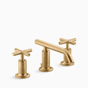 Purist 2-Handle 8 in. Widespread Bathroom Faucet with Low Cross Handles and Low Spout in Vibrant Brushed Moderne Brass