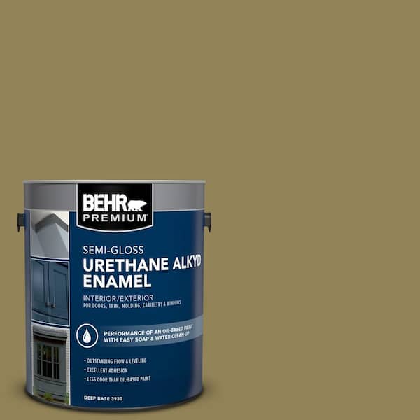 BEHR PREMIUM 1 gal. #S330-6 Dash of Oregano Urethane Alkyd Semi-Gloss Enamel Interior/Exterior Paint