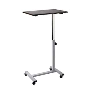 airLIFT 23.6 in. Walnut/Silver Overbed Height Adjustable Mobile Side Table Cart