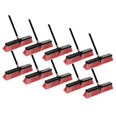 24 in. Red Indoor/Outdoor Multi-Surface Push Broom (10-Pack)