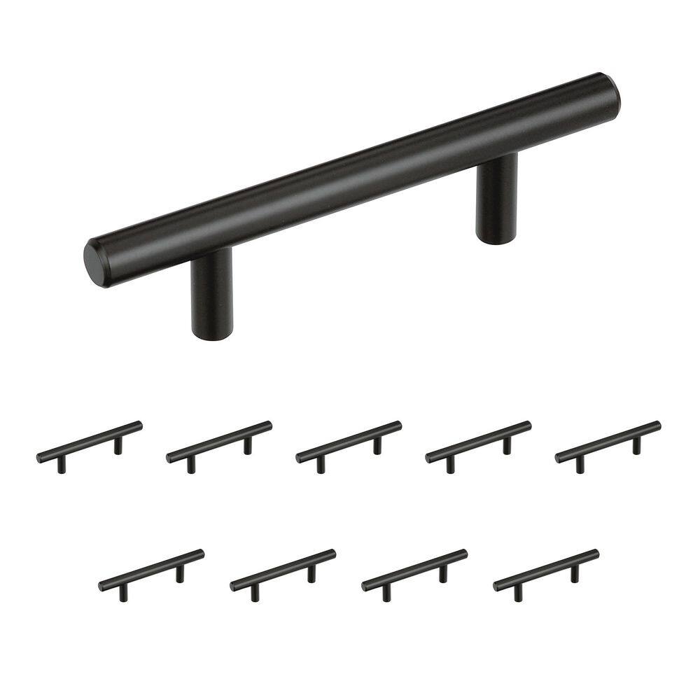Matte Black Steel Bar Pulls with Mounting Hardware, 10 Pack
