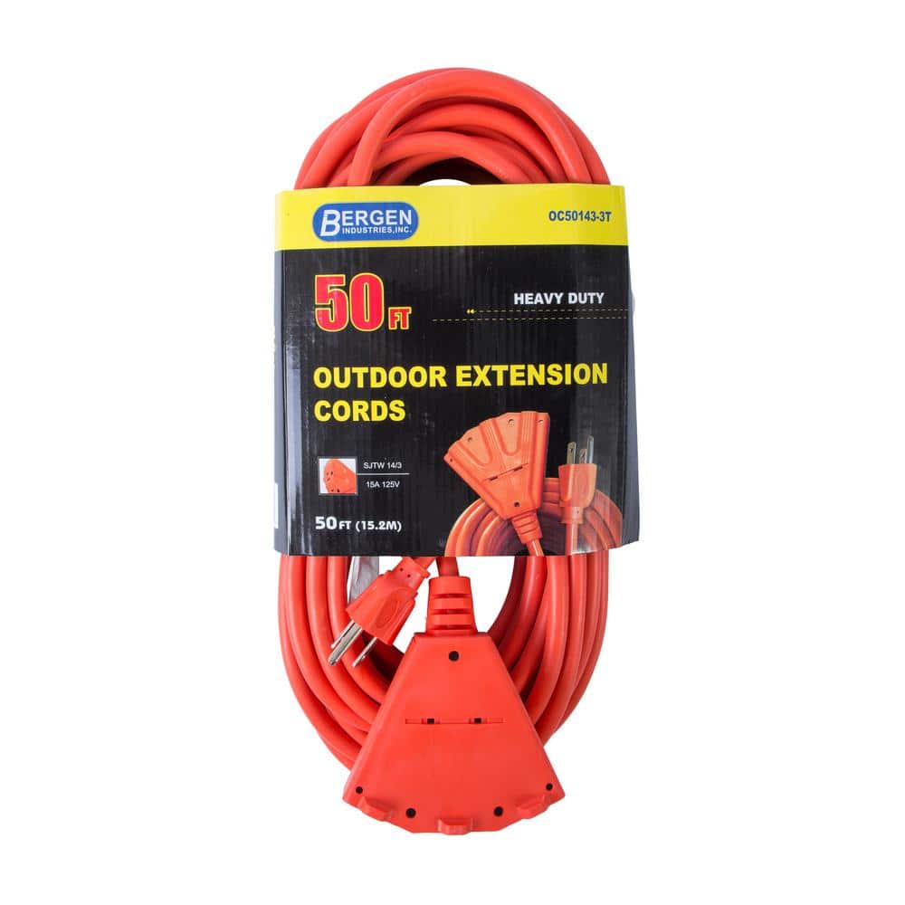 50 ft. 14/3 SJTW 15 Amp/125-Volt Outdoor Triple Tap Extension Cord, Orange price history on PriceWatchPro