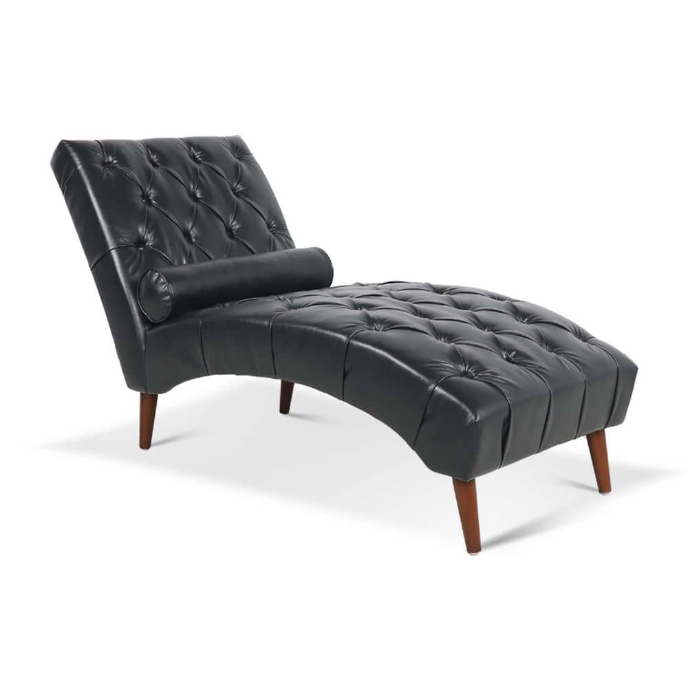 Black faux discount leather chaise lounge