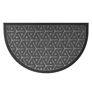 Wilson Dark Grey 18 in. x 30 in. Polyester Recycled Rubber Half Round Outdoor Front Door Mat