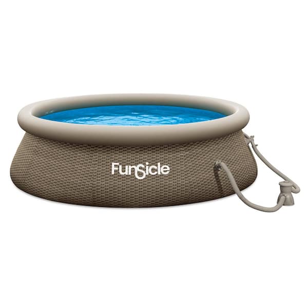 Funsicle QuickSet Ring Top Designer 10 ft. Round 30 in. Deep Inflatable Pool, Brown Basketweave