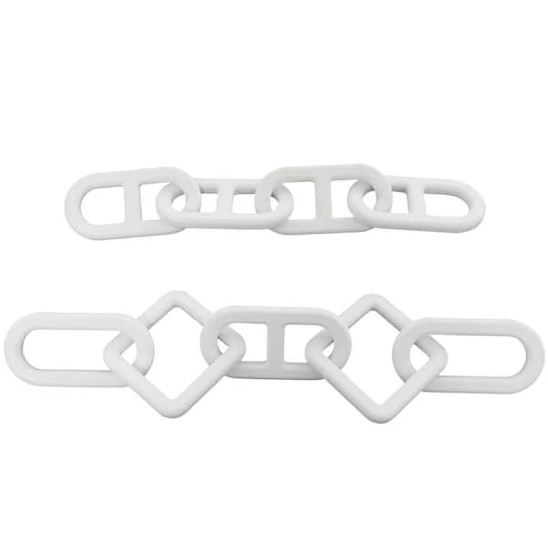 CosmoLiving by Cosmopolitan White Wood Chain Sculpture (Set of 2)