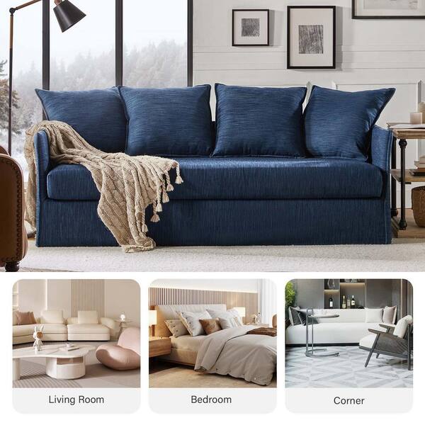 Navy slipcovered sofa new arrivals