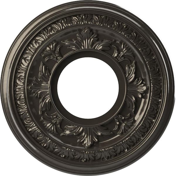 Ekena Millwork 10" OD x 3-1/2" ID x 3/4" P Baltimore Thermoformed PVC Ceiling Medallion Fits Canopies up to 4-1/4" in Metallic Charcoal
