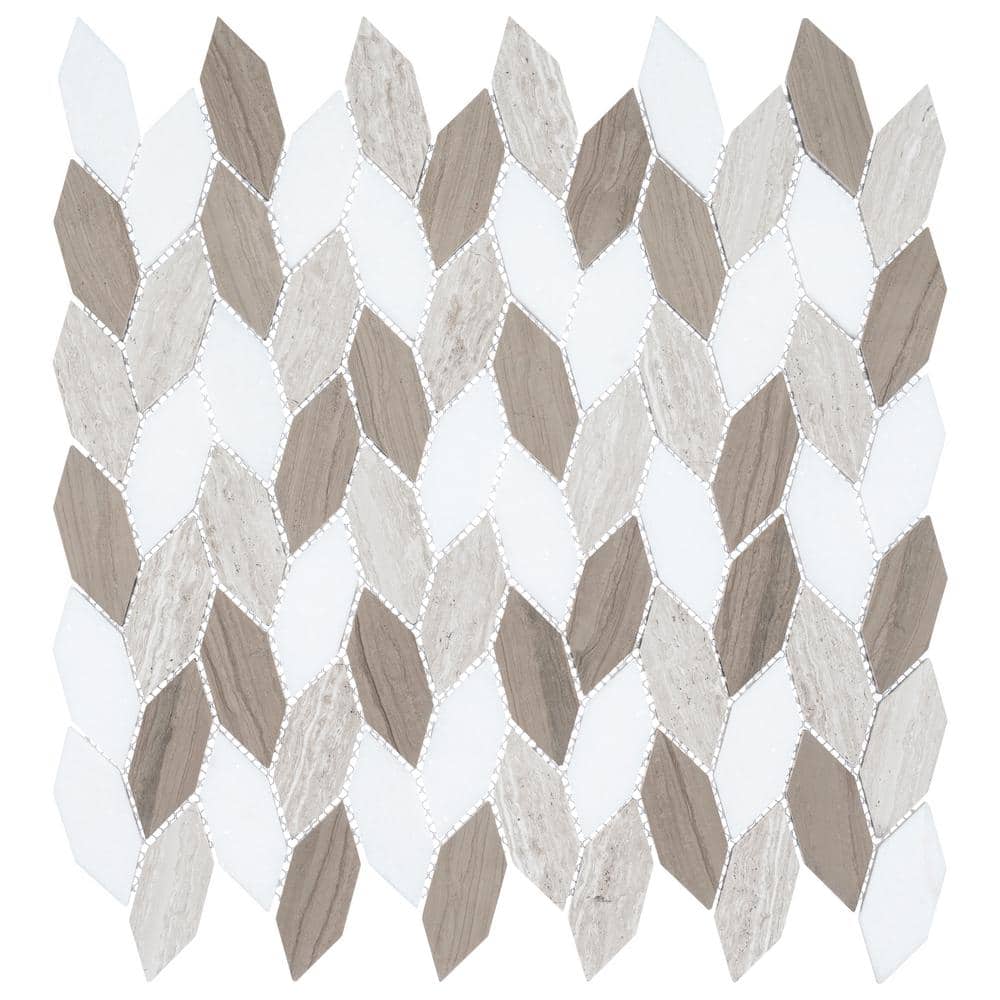 Channing Baskit Brown 1 in. x 2.5 in. Elongated Hexagon Marble Natural Ston