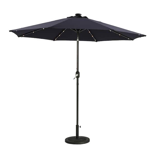 Unbranded Extremely Weather Resistant 9 ft. Patio Market Umbrella in Dark Blue with Push Button Tilt